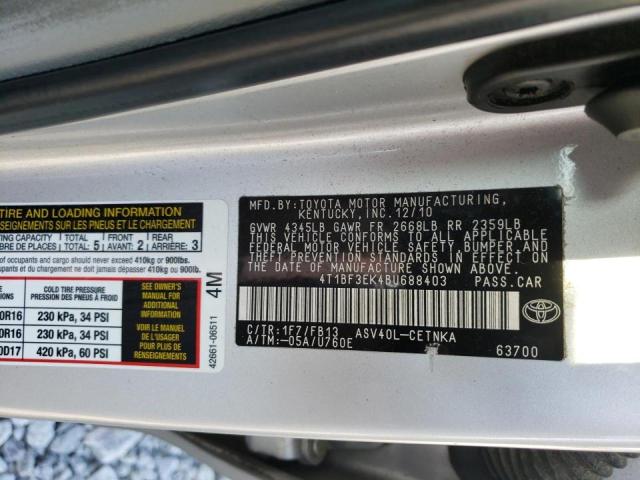 Photo 10 from auction – 2011 TOYOTA CAMRY BASE with VIN 4T1BF3EK4BU688403
