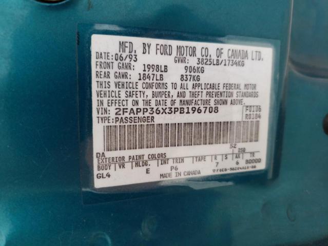 Photo 10 from auction – 1993 FORD TEMPO GL with VIN 2FAPP36X3PB196708