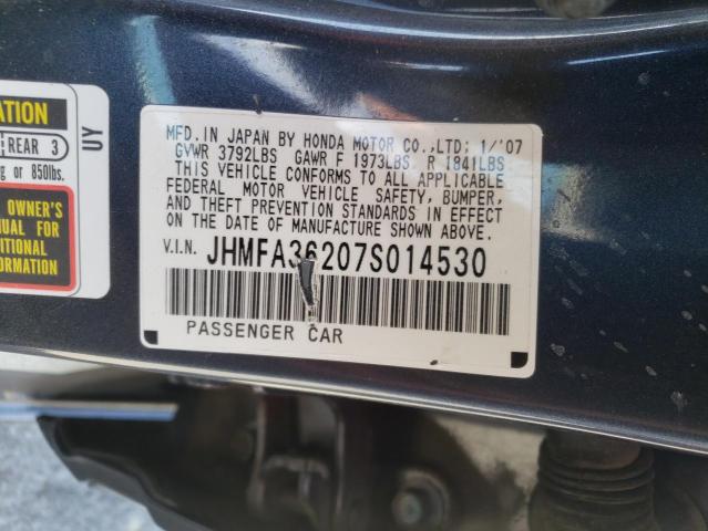 Photo 10 from auction – 2007 HONDA CIVIC HYBR with VIN JHMFA36207S014530