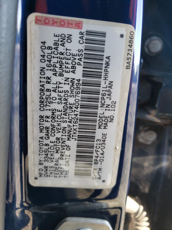 Photo 10 from auction – 2004 TOYOTA SCION XA with VIN JTKKT624740076994