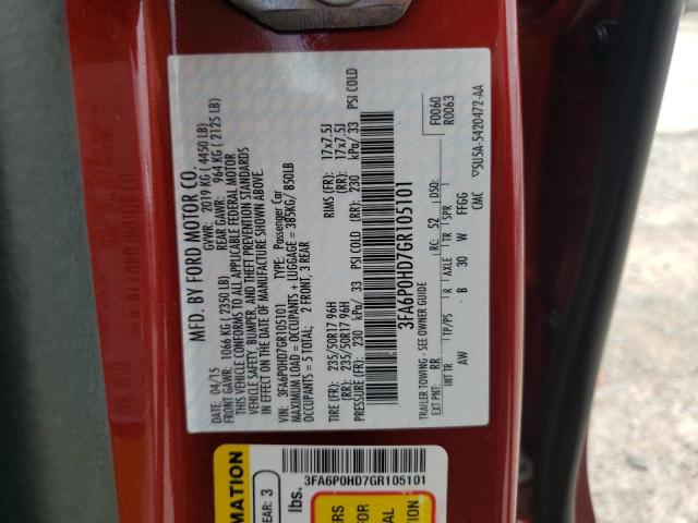 Photo 10 from auction – 2016 FORD FUSION SE with VIN 3FA6P0HD7GR105101