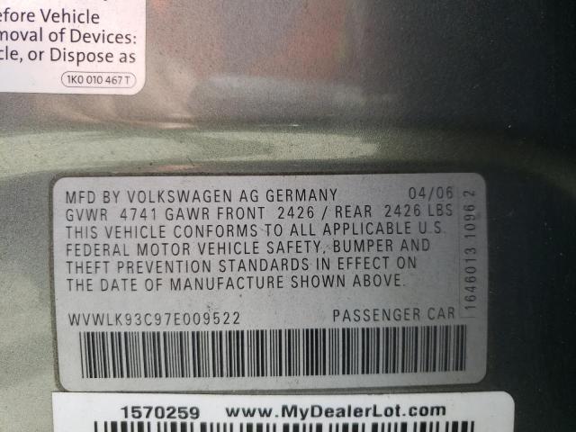 Photo 10 from auction – 2007 VOLKSWAGEN PASSAT 2.0 with VIN WVWLK93C97E009522