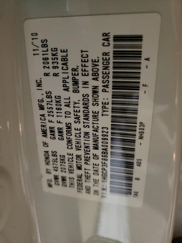 Photo 10 from auction – 2011 HONDA ACCORD EXL with VIN 1HGCP3F86BA009923
