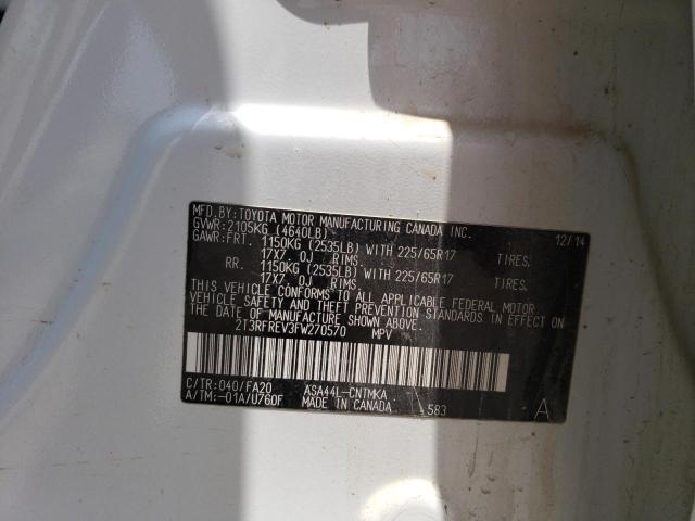Photo 10 from auction – 2015 TOYOTA RAV4 XLE with VIN 2T3RFREV3FW270570
