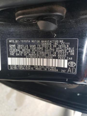 Photo 10 from auction – 2012 TOYOTA COROLLA BA with VIN 2T1BU4EE3CC760006