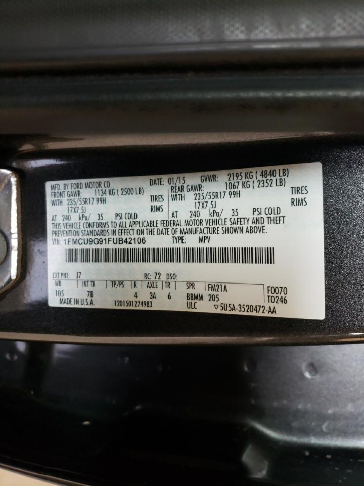 Photo 10 from auction – 2015 FORD ESCAPE SE with VIN 1FMCU9G91FUB42106