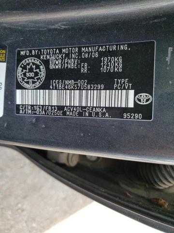Photo 10 from auction – 2007 TOYOTA CAMRY CE with VIN 4T1BE46K57U583299