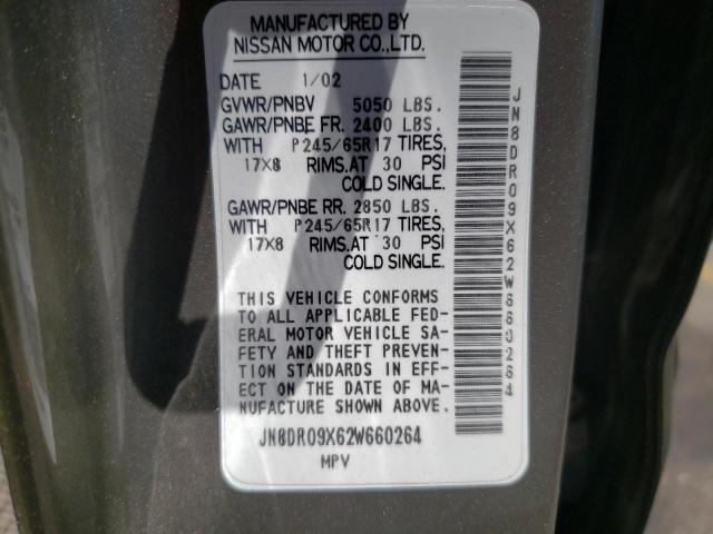 Photo 10 from auction – 2002 NISSAN PATHFINDER with VIN JN8DR09X62W660264