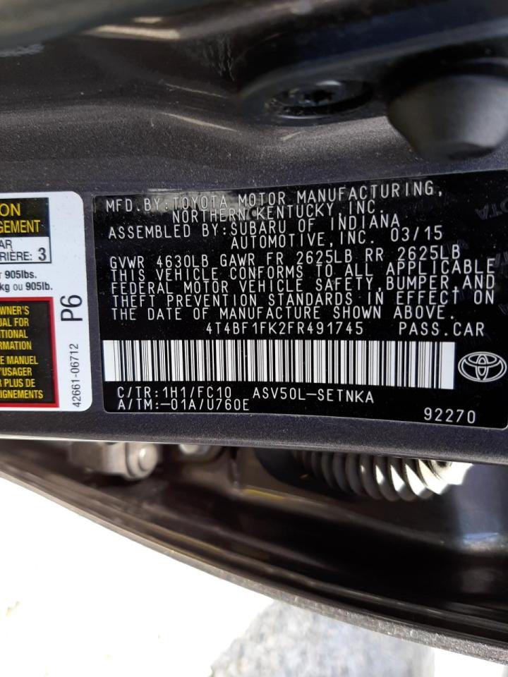 Photo 10 from auction – 2015 TOYOTA CAMRY LE with VIN 4T4BF1FK2FR491745