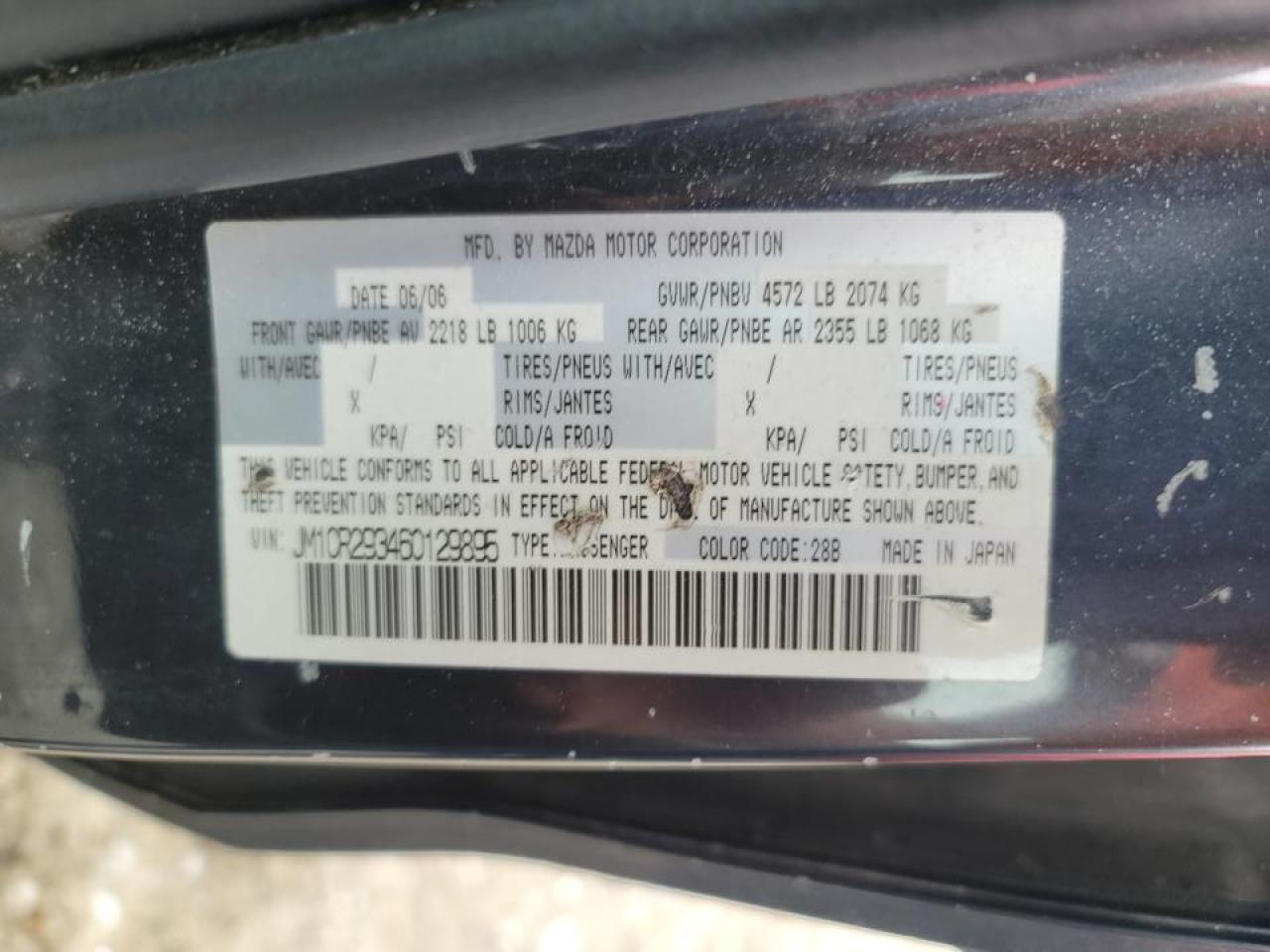 Photo 10 from auction – 2006 MAZDA 5 with VIN JM1CR293460129895
