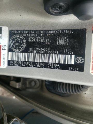 Photo 10 from auction – 2014 TOYOTA CAMRY L with VIN 4T1BF1FK0EU355378