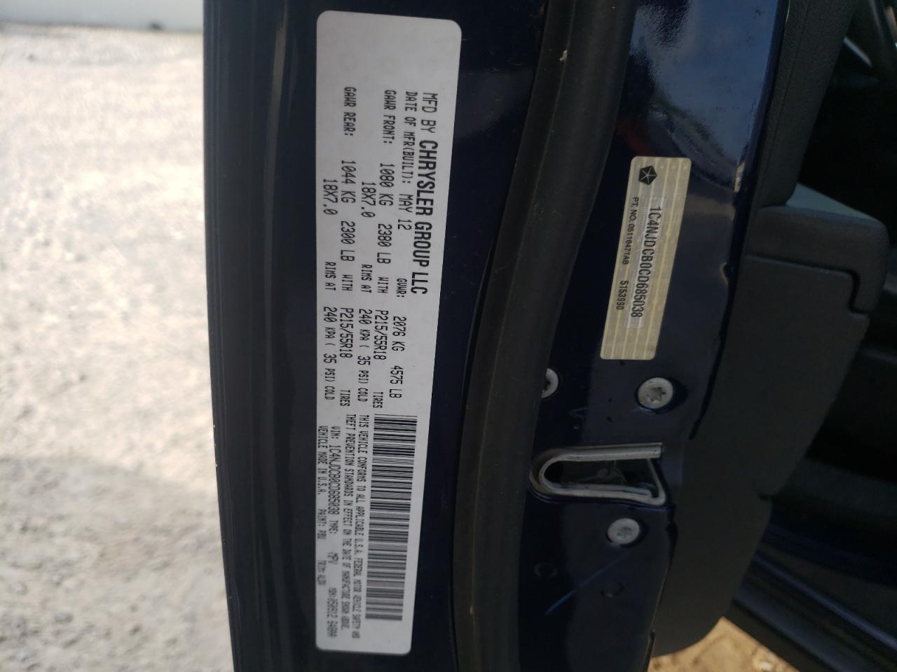 Photo 10 from auction – 2012 JEEP COMPASS LI with VIN 1C4NJDCB0CD685038