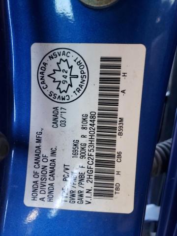 Photo 10 from auction – 2017 HONDA CIVIC LX with VIN 2HGFC2F53HH024480