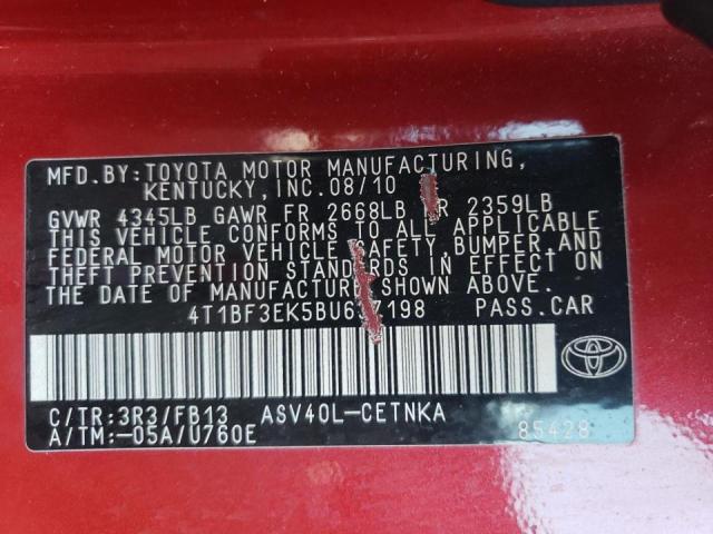Photo 10 from auction – 2011 TOYOTA CAMRY BASE with VIN 4T1BF3EK5BU637198