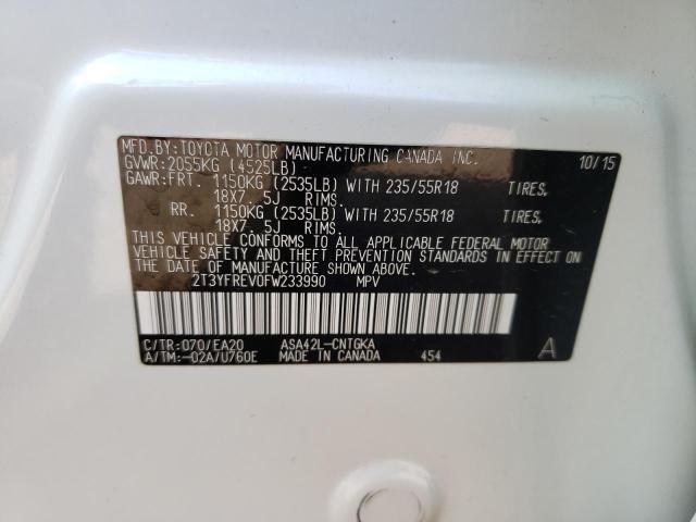 Photo 10 from auction – 2015 TOYOTA RAV4 LIMIT with VIN 2T3YFREV0FW233990