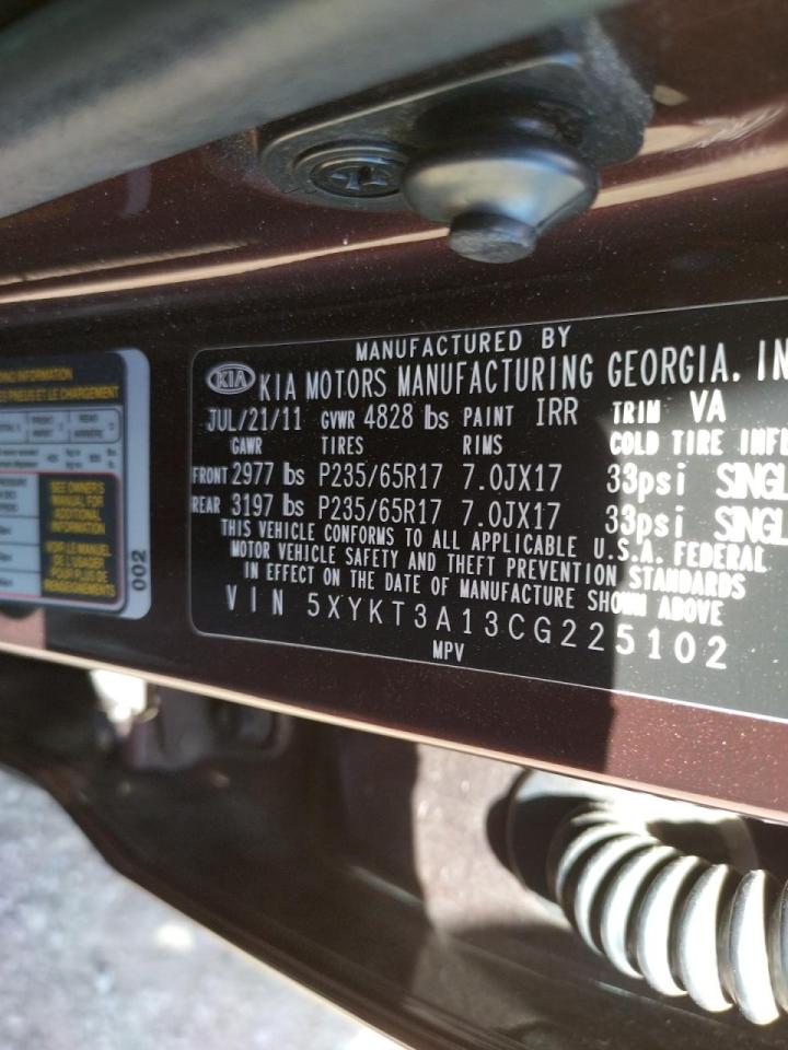 Photo 10 from auction – 2012 KIA SORENTO BA with VIN 5XYKT3A13CG225102