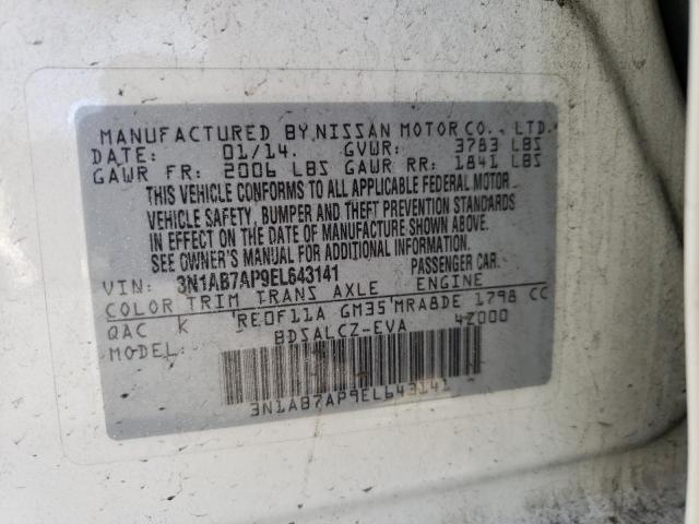 Photo 10 from auction – 2014 NISSAN SENTRA S with VIN 3N1AB7AP9EL643141