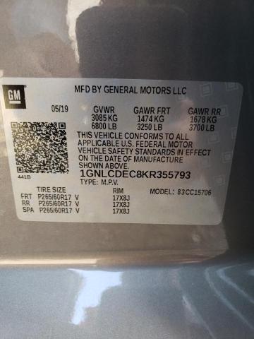 Photo 10 from auction – 2019 CHEVROLET TAHOE POLI with VIN 1GNLCDEC8KR355793