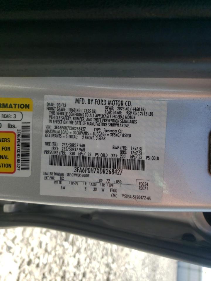 Photo 10 from auction – 2013 FORD FUSION SE with VIN 3FA6P0H7XDR268427