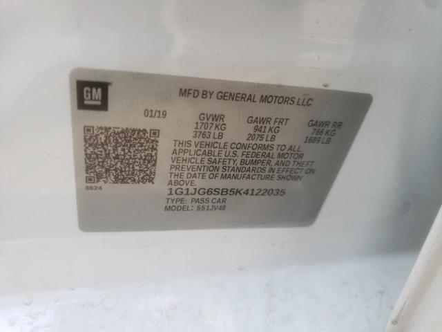 Photo 10 from auction – 2019 CHEVROLET SONIC with VIN 1G1JG6SB5K4122035