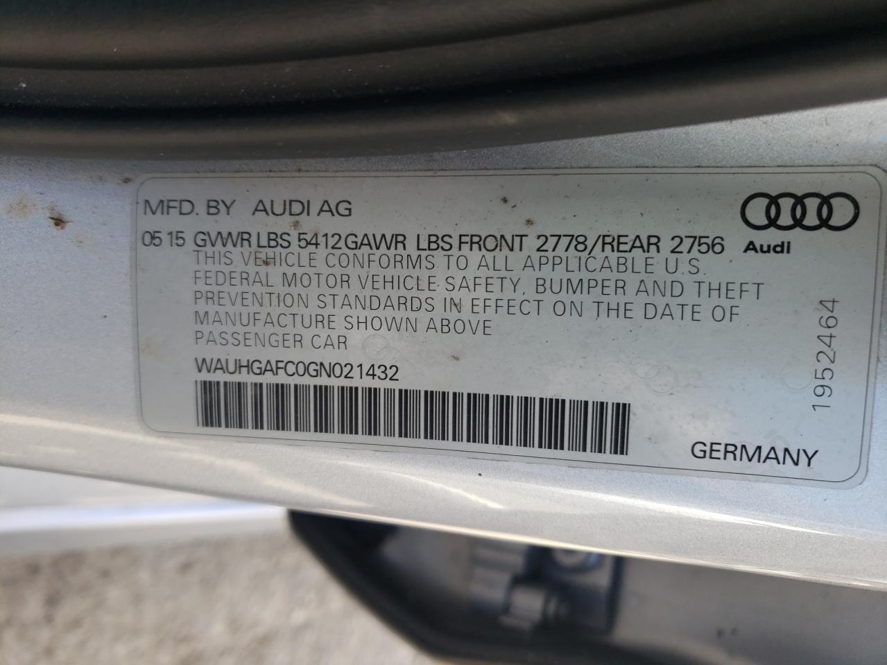 Photo 10 from auction – 2016 AUDI A6 PRESTIG with VIN WAUHGAFC0GN021432