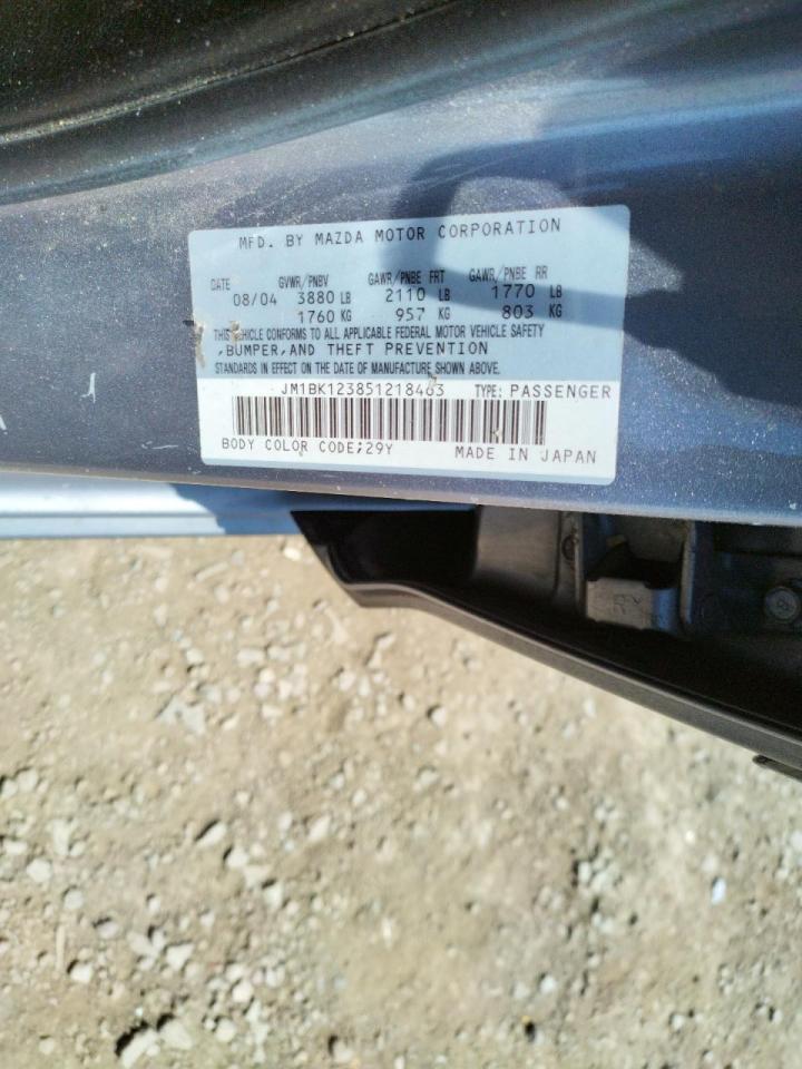 Photo 10 from auction – 2005 MAZDA 3 S with VIN JM1BK123851218463