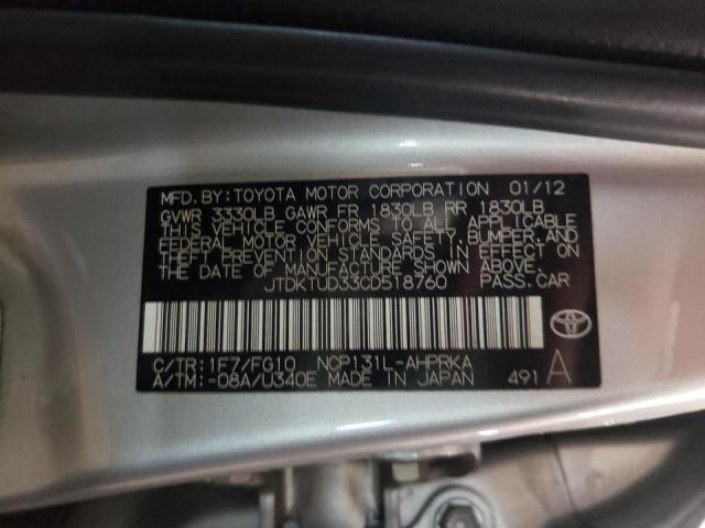 Photo 10 from auction – 2012 TOYOTA YARIS with VIN JTDKTUD33CD518760