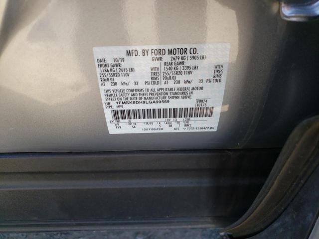 FORD EXPLORER X 2020 with VIN 1FMSK8DH9LGA99569 - Photo from auction