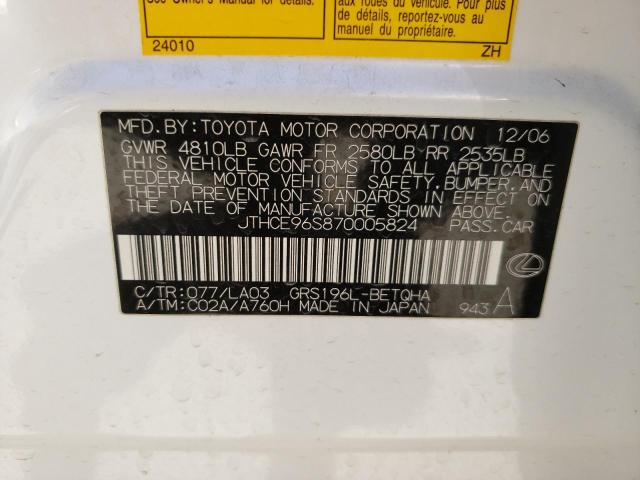 Photo 10 from auction – 2007 LEXUS GS 350 with VIN JTHCE96S870005824