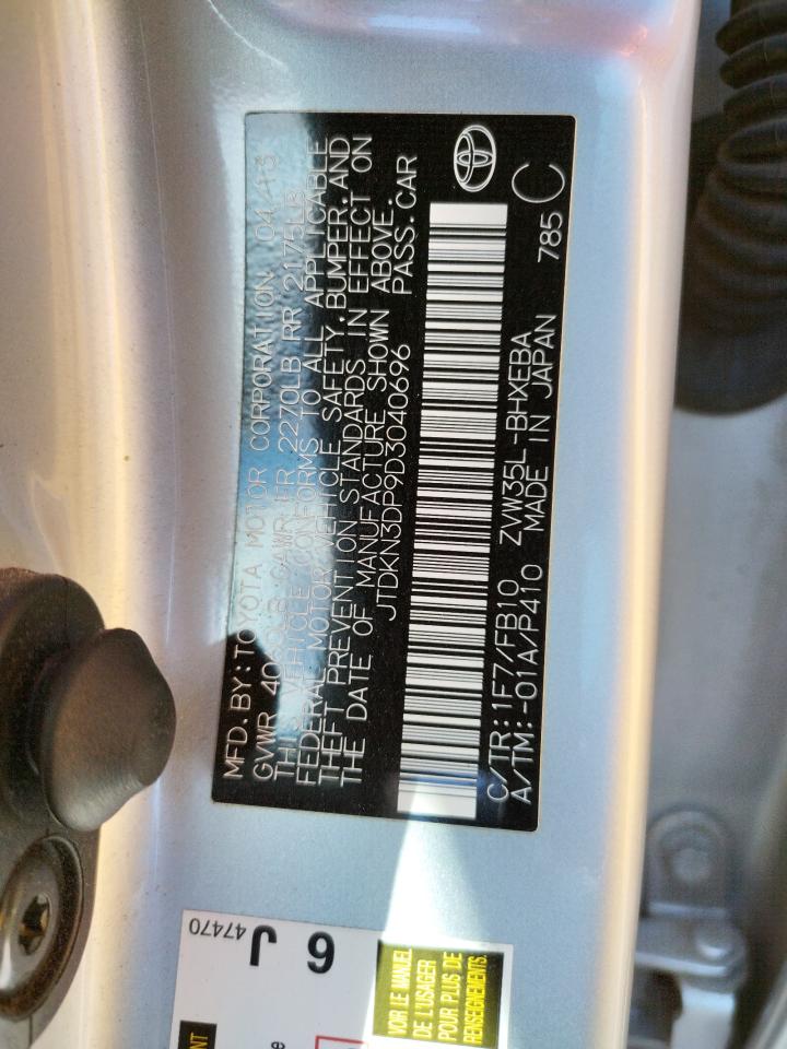 Photo 10 from auction – 2013 TOYOTA PRIUS PLUG with VIN JTDKN3DP9D3040696
