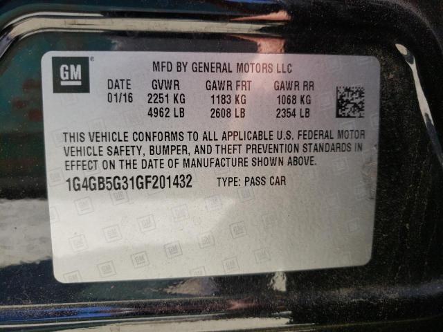 Photo 10 from auction – 2016 BUICK LACROSSE with VIN 1G4GB5G31GF201432