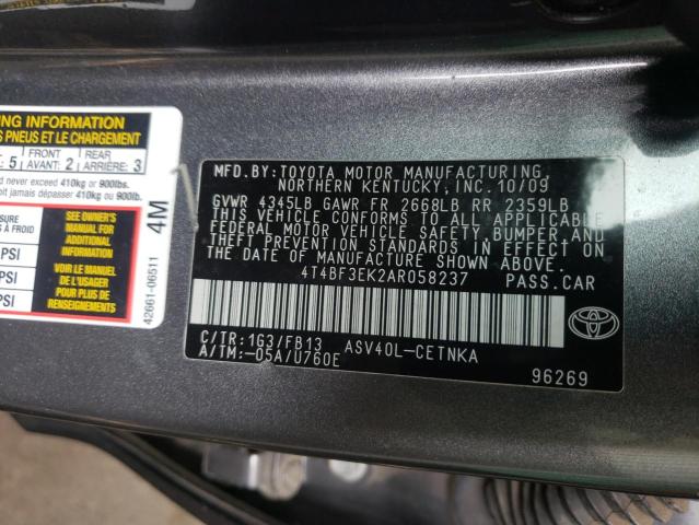 Photo 10 from auction – 2010 TOYOTA CAMRY BASE with VIN 4T4BF3EK2AR058237
