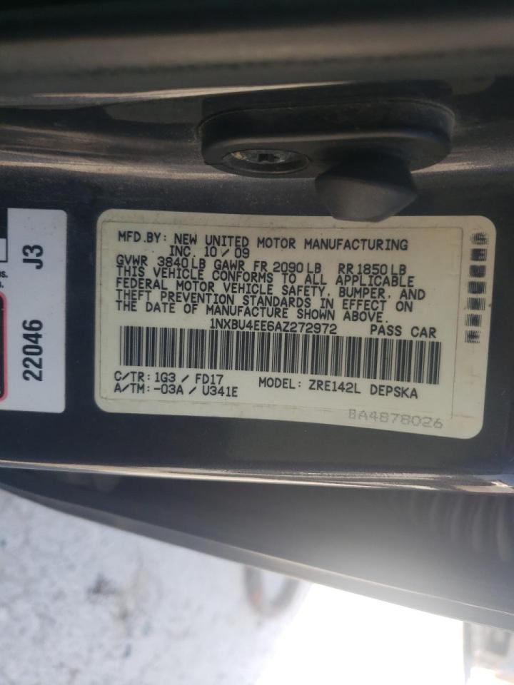 Photo 10 from auction – 2010 TOYOTA COROLLA BA with VIN 1NXBU4EE6AZ272972