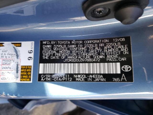 Photo 10 from auction – 2009 TOYOTA PRIUS with VIN JTDKB20U397880472