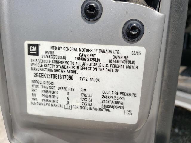 Photo 10 from auction – 2005 CHEVROLET SILVERADO with VIN 2GCEK13T051317090