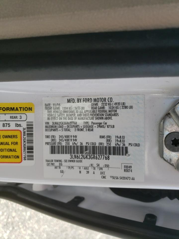 Photo 10 from auction – 2016 LINCOLN MKZ with VIN 3LN6L2GK3GR627768