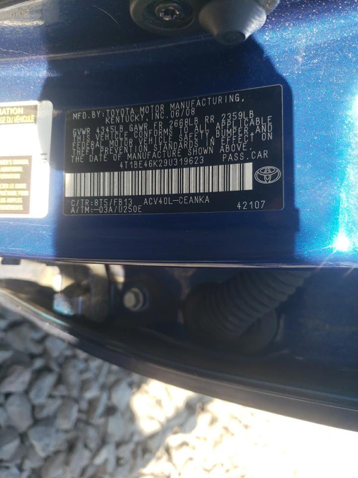 Photo 10 from auction – 2009 TOYOTA CAMRY BASE with VIN 4T1BE46K29U319623