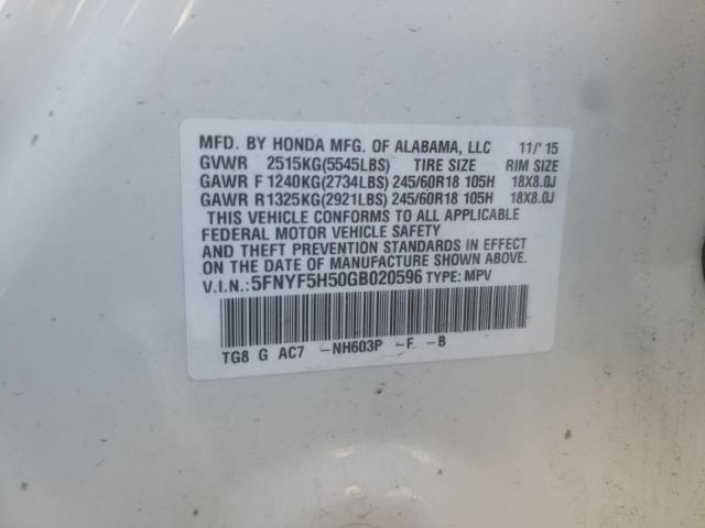 Photo 10 from auction – 2016 HONDA PILOT EXL with VIN 5FNYF5H50GB020596