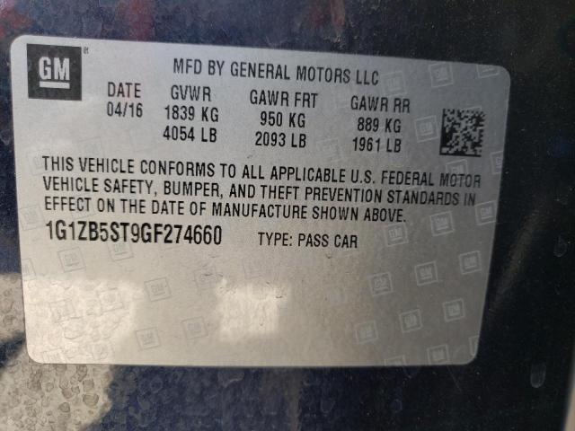Photo 10 from auction – 2016 CHEVROLET MALIBU LS with VIN 1G1ZB5ST9GF274660