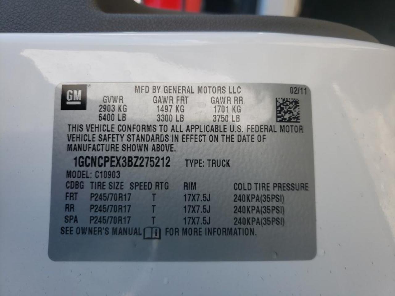 Photo 10 from auction – 2011 CHEVROLET SILVERADO with VIN 1GCNCPEX3BZ275212