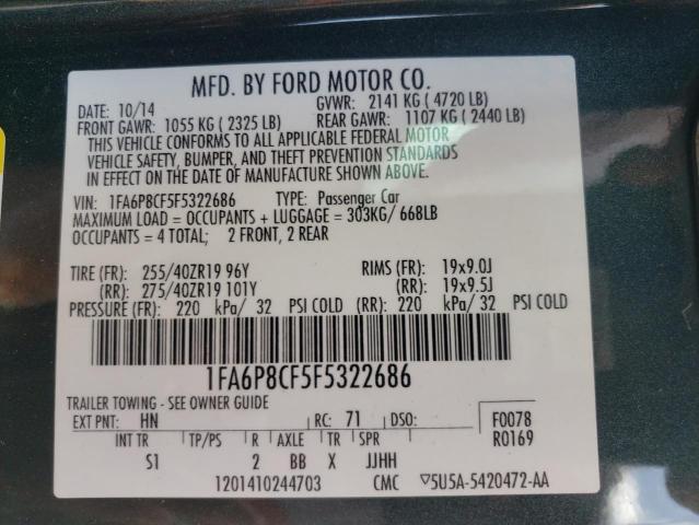 Photo 10 from auction – 2015 FORD MUSTANG GT with VIN 1FA6P8CF5F5322686
