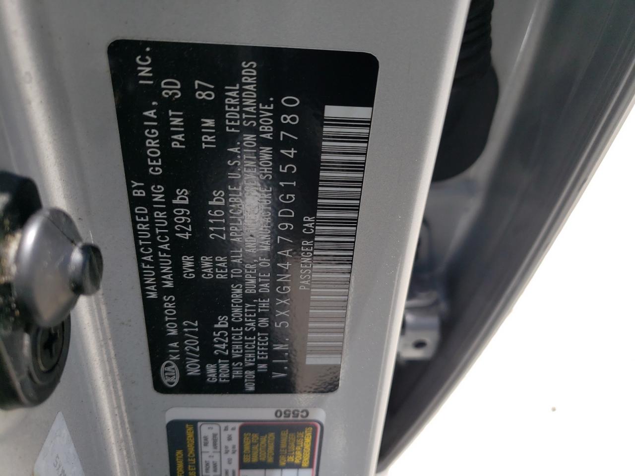 Photo 10 from auction – 2013 KIA OPTIMA EX with VIN 5XXGN4A79DG154780
