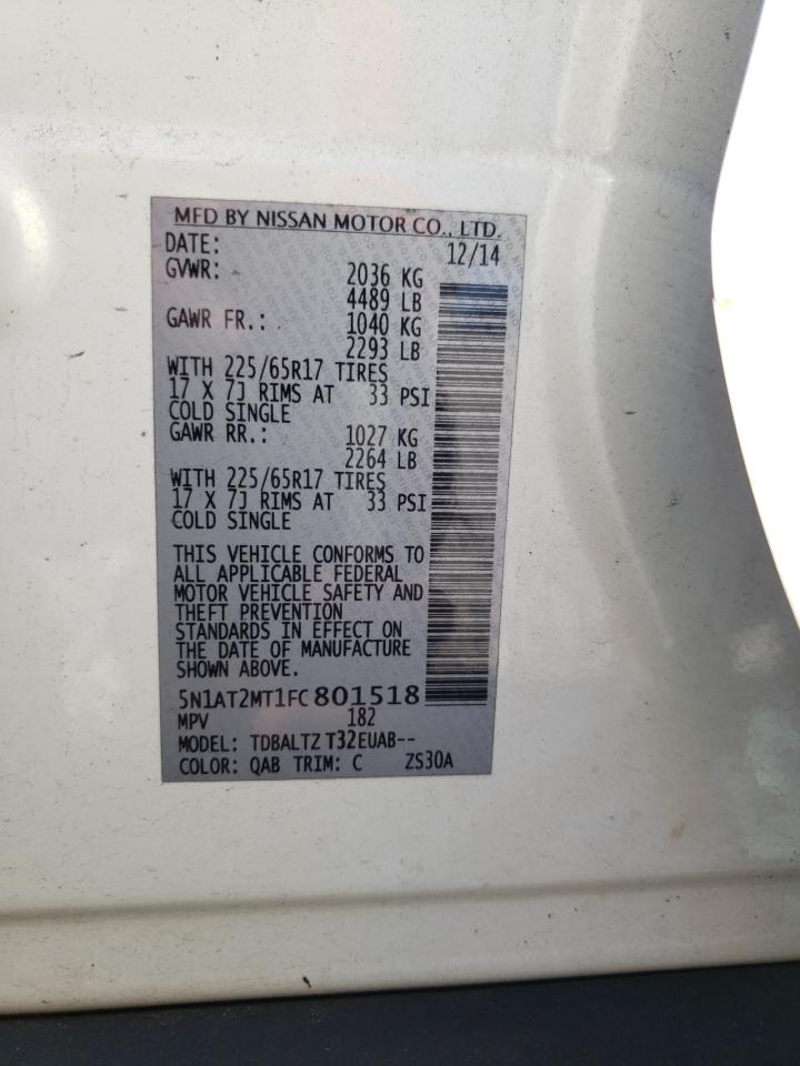 Photo 10 from auction – 2015 NISSAN ROGUE S with VIN 5N1AT2MT1FC801518