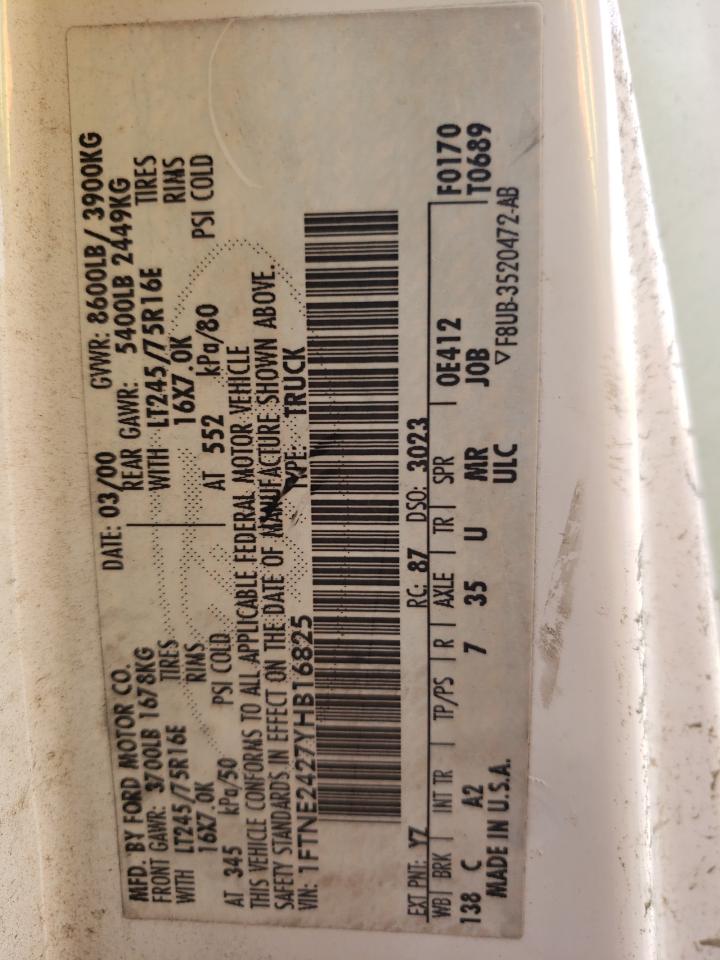 Photo 10 from auction – 2000 FORD ECONOLINE with VIN 1FTNE2427YHB16825