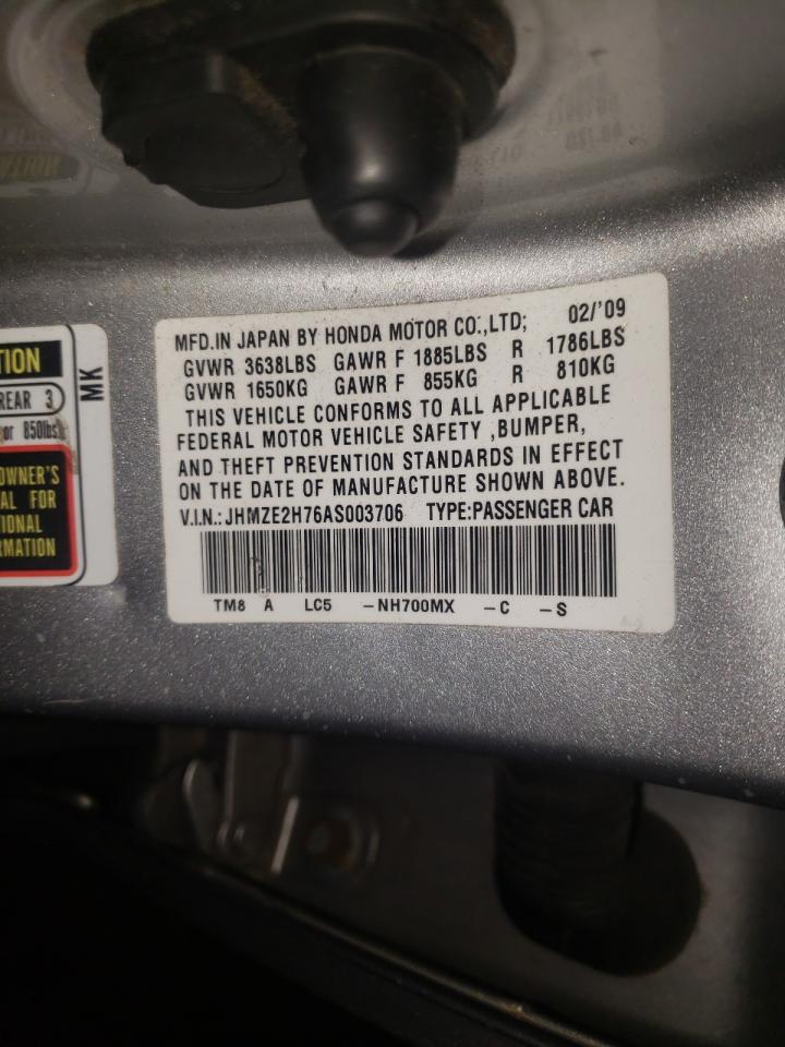 Photo 10 from auction – 2010 HONDA INSIGHT EX with VIN JHMZE2H76AS003706