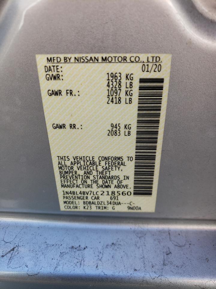 Photo 10 from auction – 2020 NISSAN ALTIMA S with VIN 1N4BL4BV7LC218560