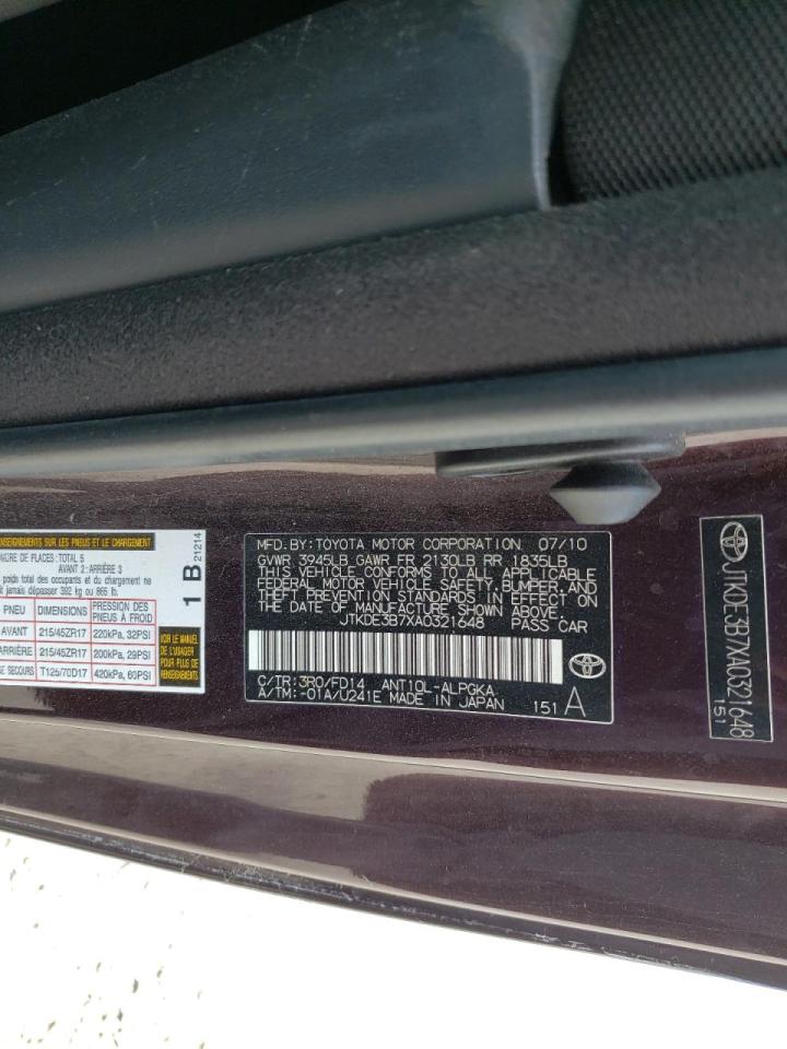 Photo 10 from auction – 2010 TOYOTA SCION TC with VIN JTKDE3B7XA0321648