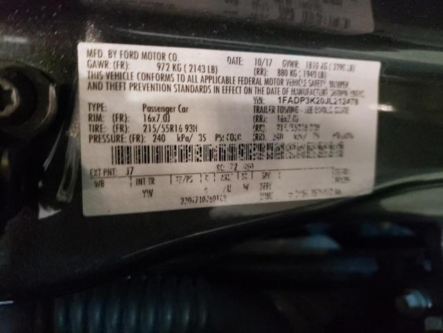Photo 10 from auction – 2018 FORD FOCUS SE with VIN 1FADP3K20JL212478