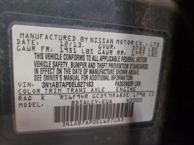 Photo 10 from auction – 2014 NISSAN SENTRA S with VIN 3N1AB7AP0EL627183