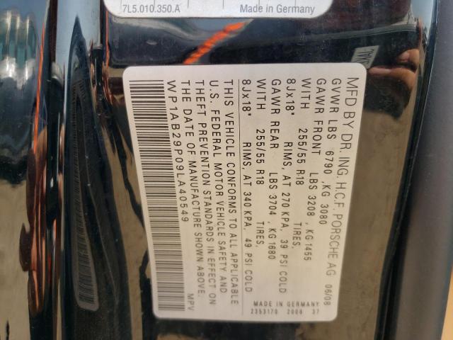 Photo 10 from auction – 2009 PORSCHE CAYENNE S with VIN WP1AB29P09LA40549